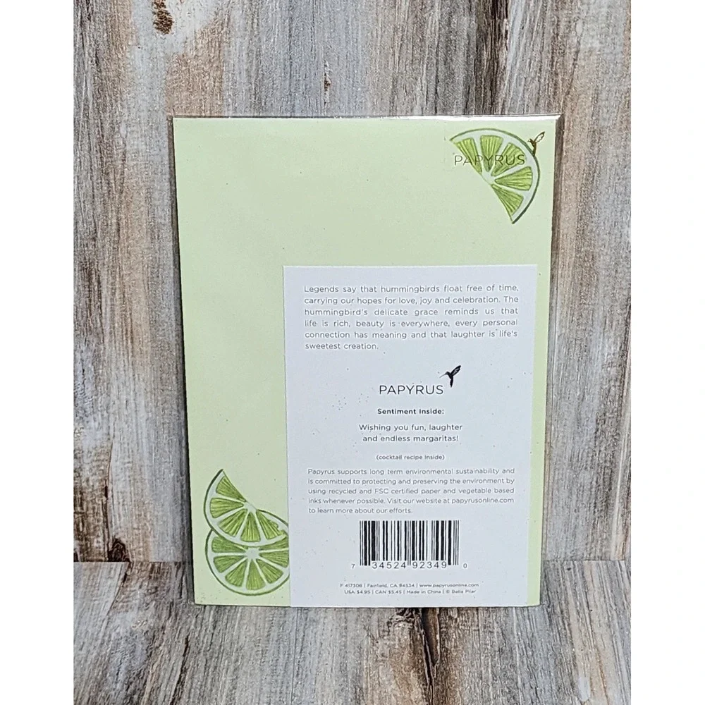 Papyrus Bella Pilar Glitter Lime Margarita Girls Night Greeting Card with Recipe